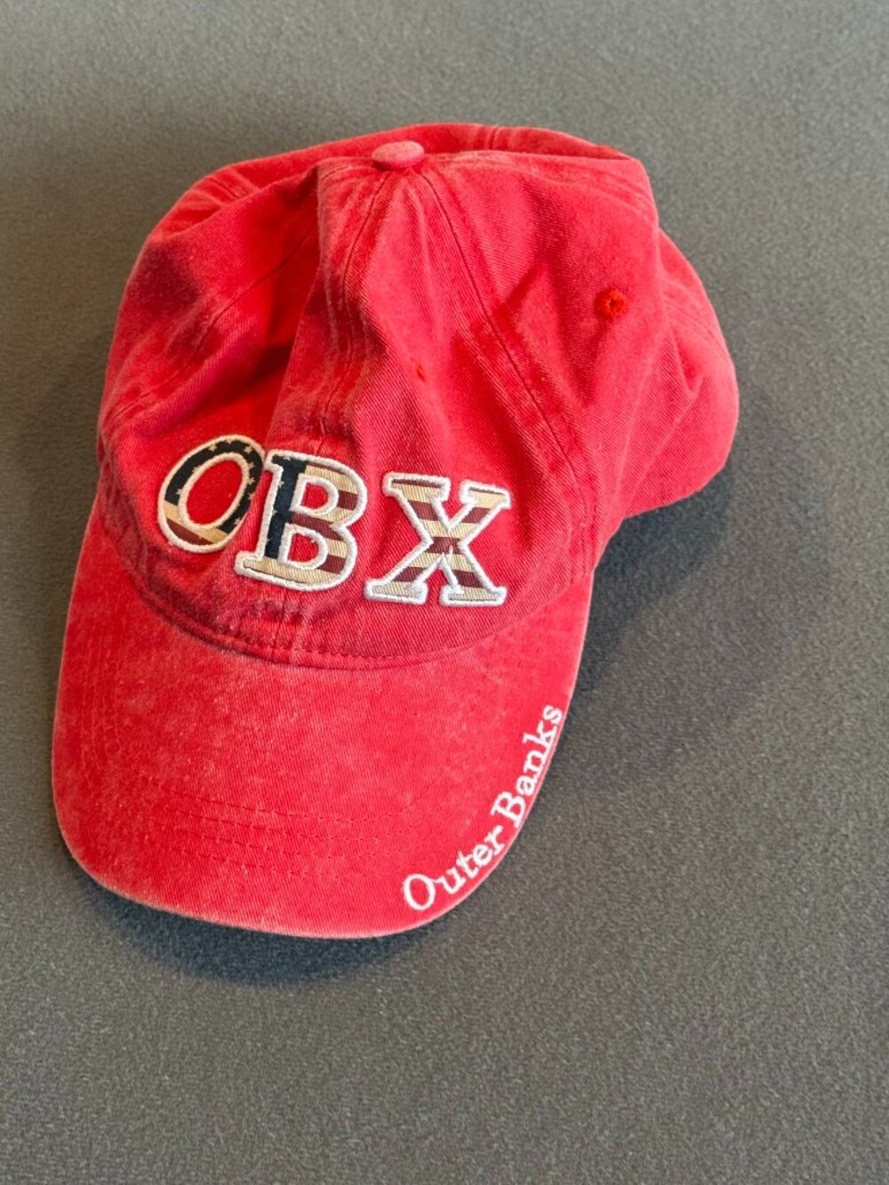 Outer Banks OBX Patriotic Stars Stripes Baseball Cap Red Adjustable Hat